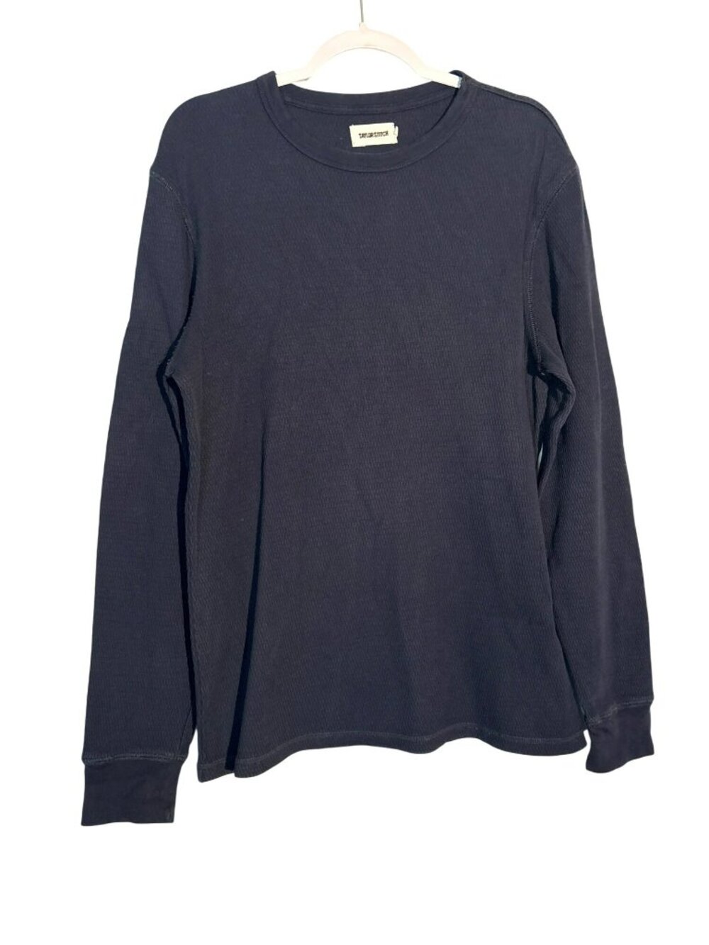 Taylor Stitch Navy Blue Long Sleeve Organic Cotton Waffle Knit Shirt 40 (Medium)